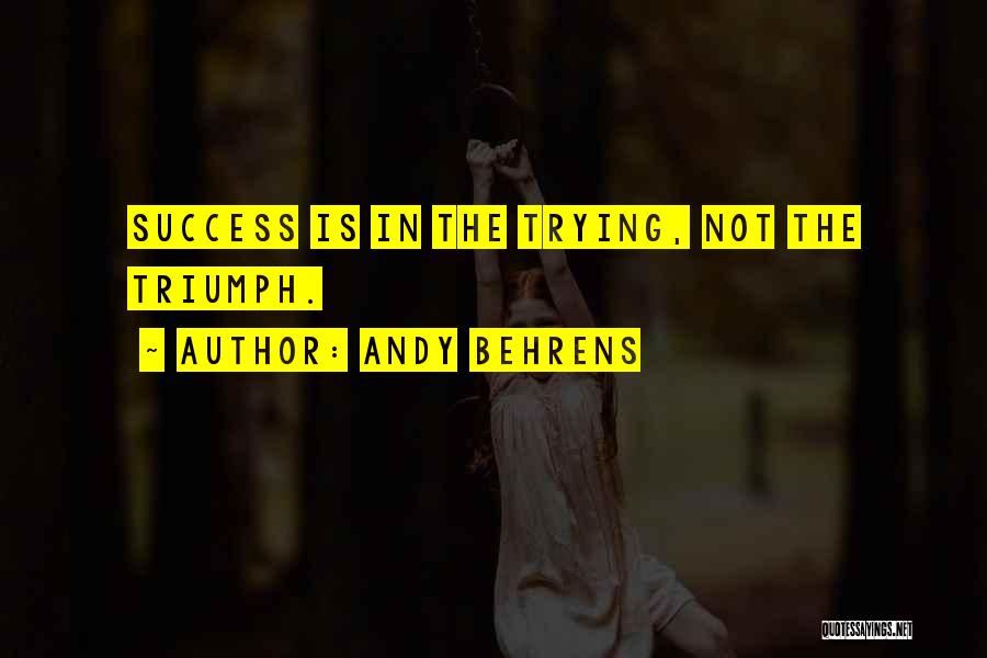 Andy Behrens Quotes: Success Is In The Trying, Not The Triumph.
