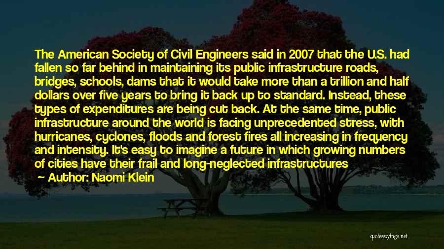 Naomi Klein Quotes: The American Society Of Civil Engineers Said In 2007 That The U.s. Had Fallen So Far Behind In Maintaining Its