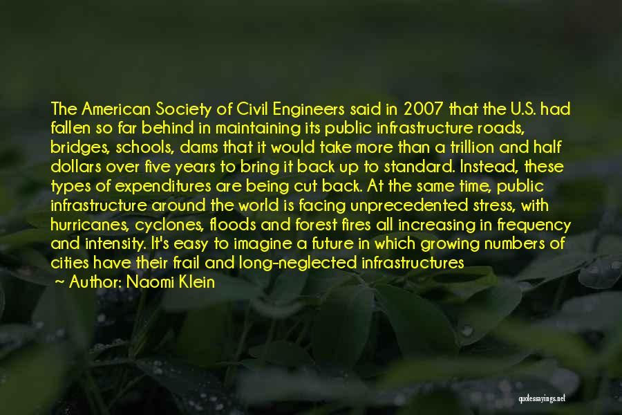 Naomi Klein Quotes: The American Society Of Civil Engineers Said In 2007 That The U.s. Had Fallen So Far Behind In Maintaining Its