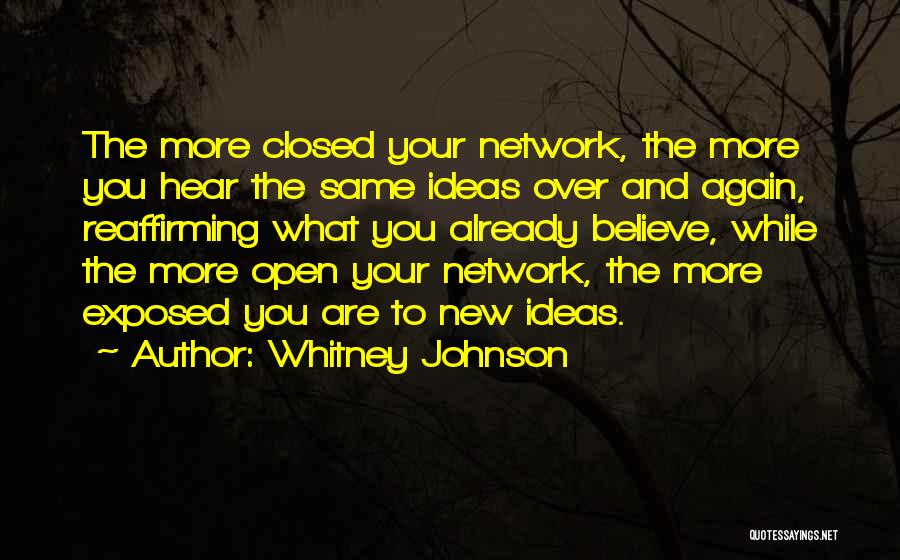 Whitney Johnson Quotes: The More Closed Your Network, The More You Hear The Same Ideas Over And Again, Reaffirming What You Already Believe,