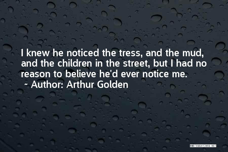 Arthur Golden Quotes: I Knew He Noticed The Tress, And The Mud, And The Children In The Street, But I Had No Reason