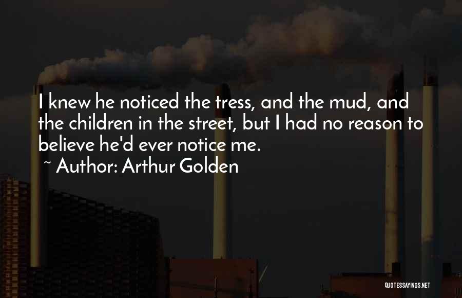 Arthur Golden Quotes: I Knew He Noticed The Tress, And The Mud, And The Children In The Street, But I Had No Reason