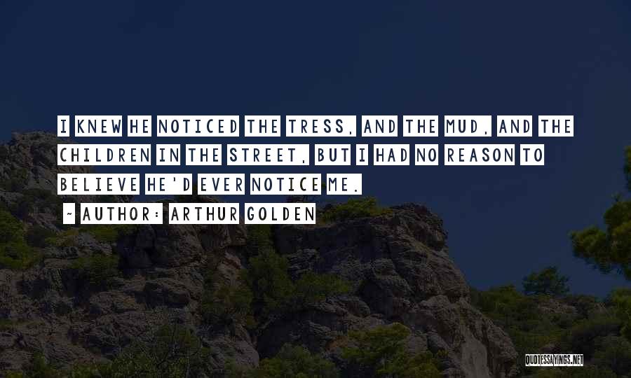 Arthur Golden Quotes: I Knew He Noticed The Tress, And The Mud, And The Children In The Street, But I Had No Reason