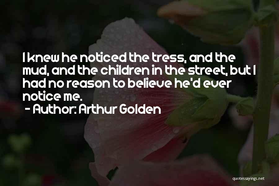 Arthur Golden Quotes: I Knew He Noticed The Tress, And The Mud, And The Children In The Street, But I Had No Reason