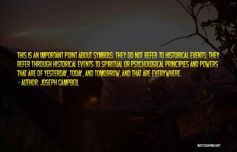 Joseph Campbell Quotes: This Is An Important Point About Symbols: They Do Not Refer To Historical Events; They Refer Through Historical Events To