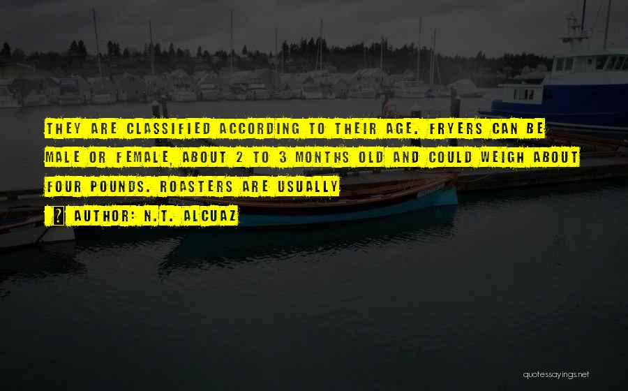 N.T. Alcuaz Quotes: They Are Classified According To Their Age. Fryers Can Be Male Or Female, About 2 To 3 Months Old And