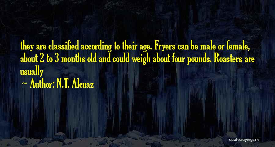 N.T. Alcuaz Quotes: They Are Classified According To Their Age. Fryers Can Be Male Or Female, About 2 To 3 Months Old And