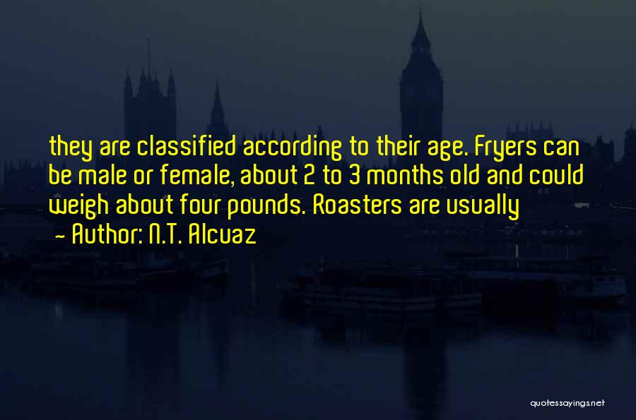 N.T. Alcuaz Quotes: They Are Classified According To Their Age. Fryers Can Be Male Or Female, About 2 To 3 Months Old And