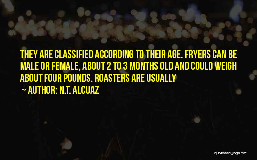 N.T. Alcuaz Quotes: They Are Classified According To Their Age. Fryers Can Be Male Or Female, About 2 To 3 Months Old And