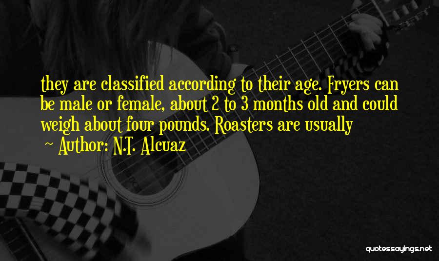 N.T. Alcuaz Quotes: They Are Classified According To Their Age. Fryers Can Be Male Or Female, About 2 To 3 Months Old And
