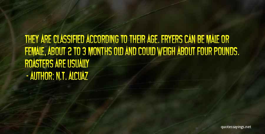 N.T. Alcuaz Quotes: They Are Classified According To Their Age. Fryers Can Be Male Or Female, About 2 To 3 Months Old And
