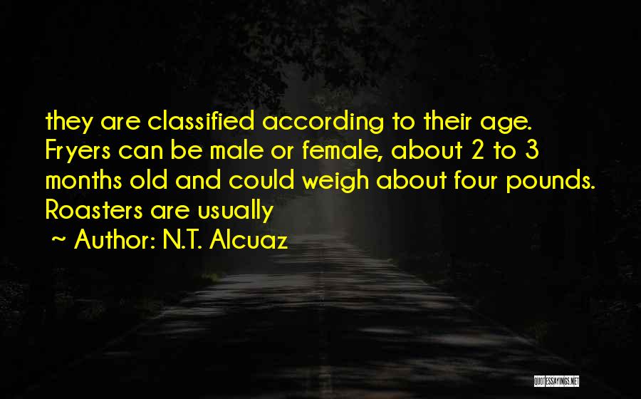 N.T. Alcuaz Quotes: They Are Classified According To Their Age. Fryers Can Be Male Or Female, About 2 To 3 Months Old And