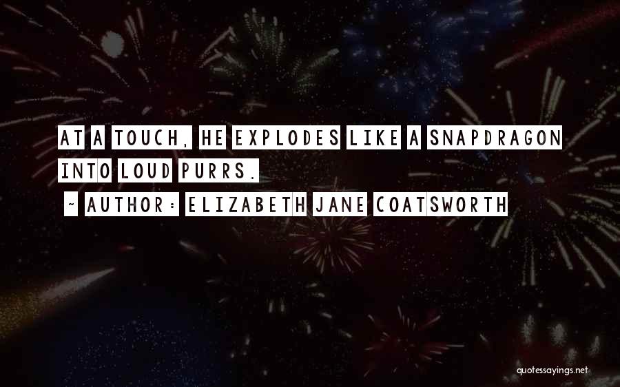 Elizabeth Jane Coatsworth Quotes: At A Touch, He Explodes Like A Snapdragon Into Loud Purrs.