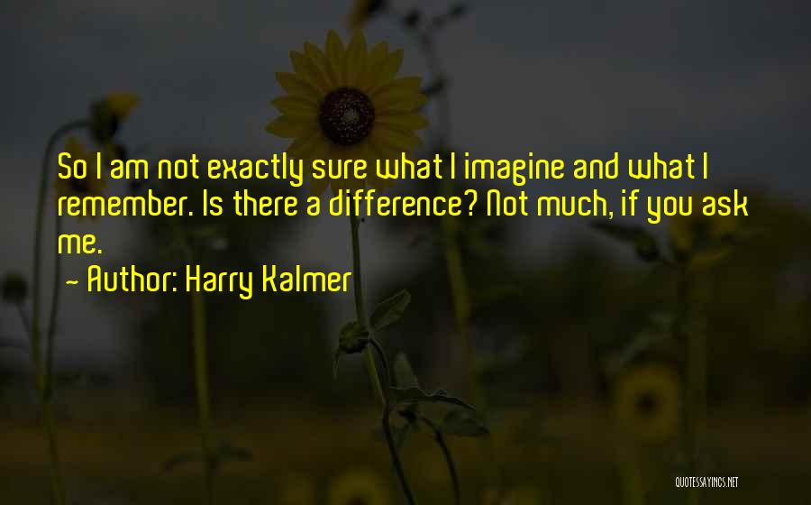 Harry Kalmer Quotes: So I Am Not Exactly Sure What I Imagine And What I Remember. Is There A Difference? Not Much, If