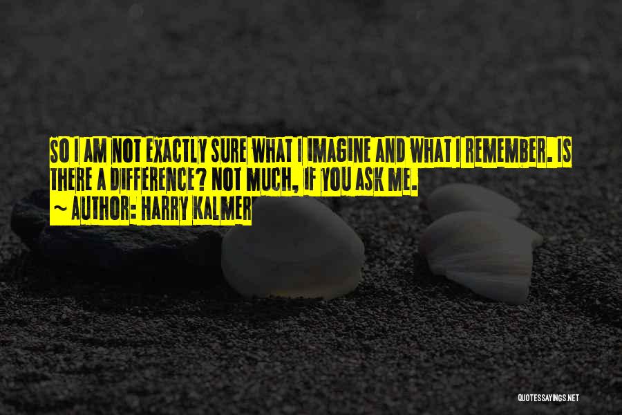 Harry Kalmer Quotes: So I Am Not Exactly Sure What I Imagine And What I Remember. Is There A Difference? Not Much, If