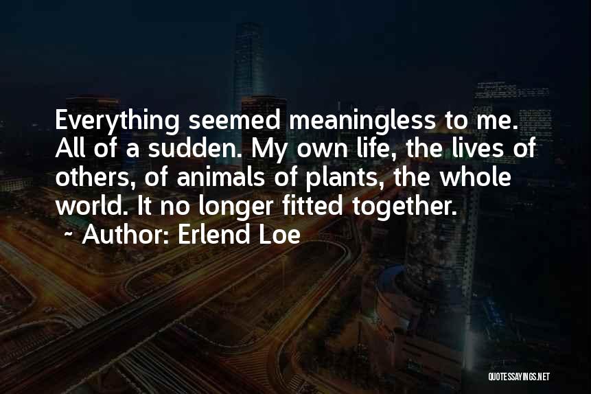 Erlend Loe Quotes: Everything Seemed Meaningless To Me. All Of A Sudden. My Own Life, The Lives Of Others, Of Animals Of Plants,