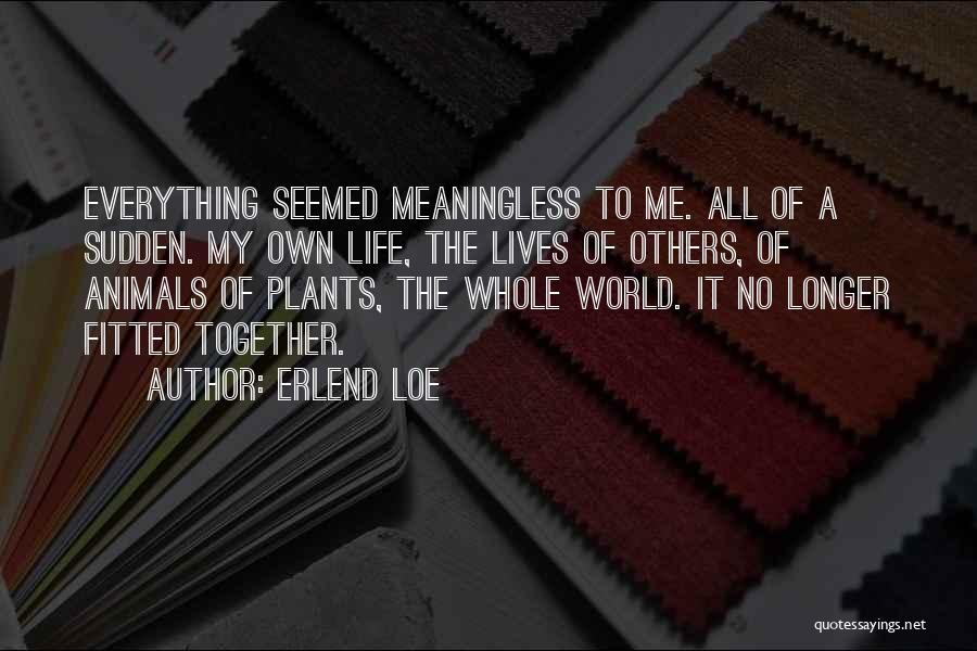 Erlend Loe Quotes: Everything Seemed Meaningless To Me. All Of A Sudden. My Own Life, The Lives Of Others, Of Animals Of Plants,