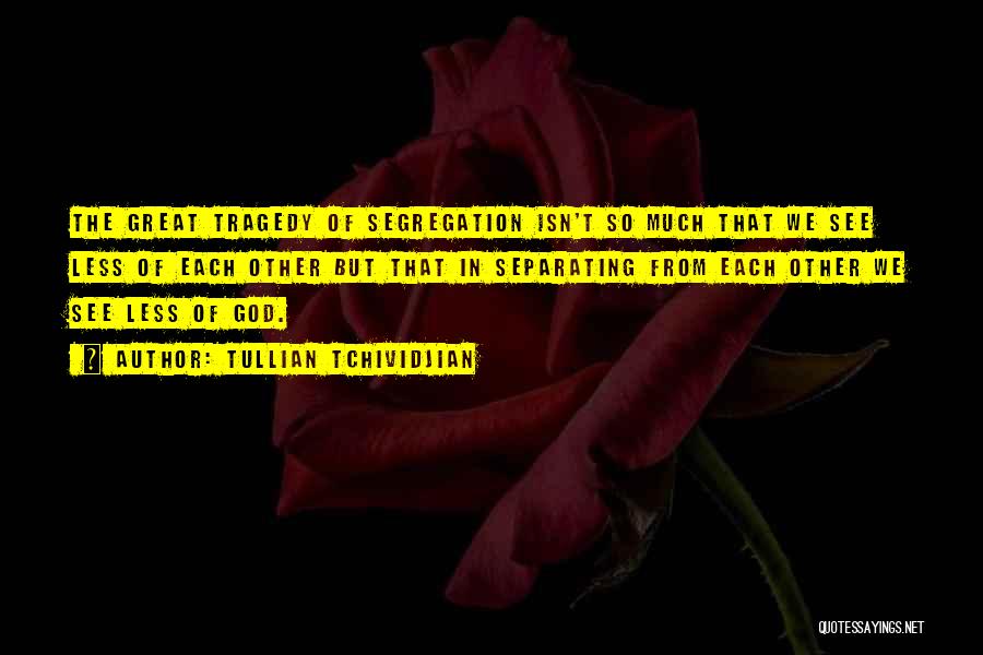 Tullian Tchividjian Quotes: The Great Tragedy Of Segregation Isn't So Much That We See Less Of Each Other But That In Separating From