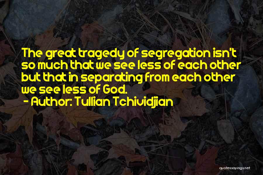 Tullian Tchividjian Quotes: The Great Tragedy Of Segregation Isn't So Much That We See Less Of Each Other But That In Separating From