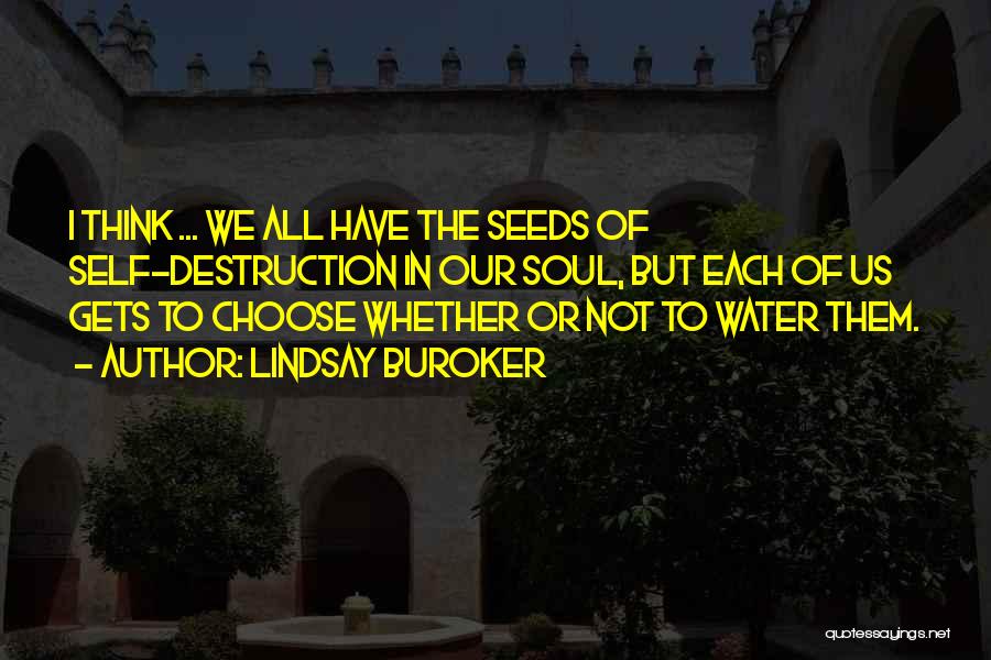 Lindsay Buroker Quotes: I Think ... We All Have The Seeds Of Self-destruction In Our Soul, But Each Of Us Gets To Choose