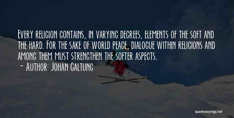 Johan Galtung Quotes: Every Religion Contains, In Varying Degrees, Elements Of The Soft And The Hard. For The Sake Of World Peace, Dialogue