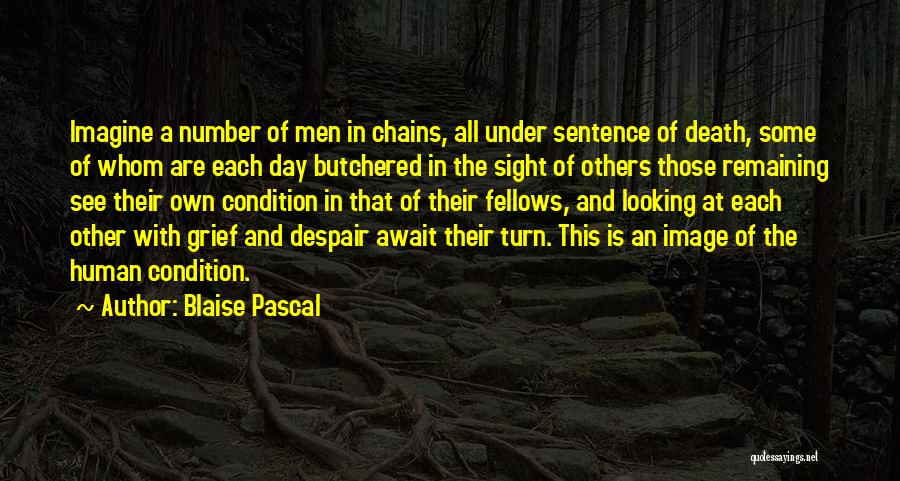 Blaise Pascal Quotes: Imagine A Number Of Men In Chains, All Under Sentence Of Death, Some Of Whom Are Each Day Butchered In