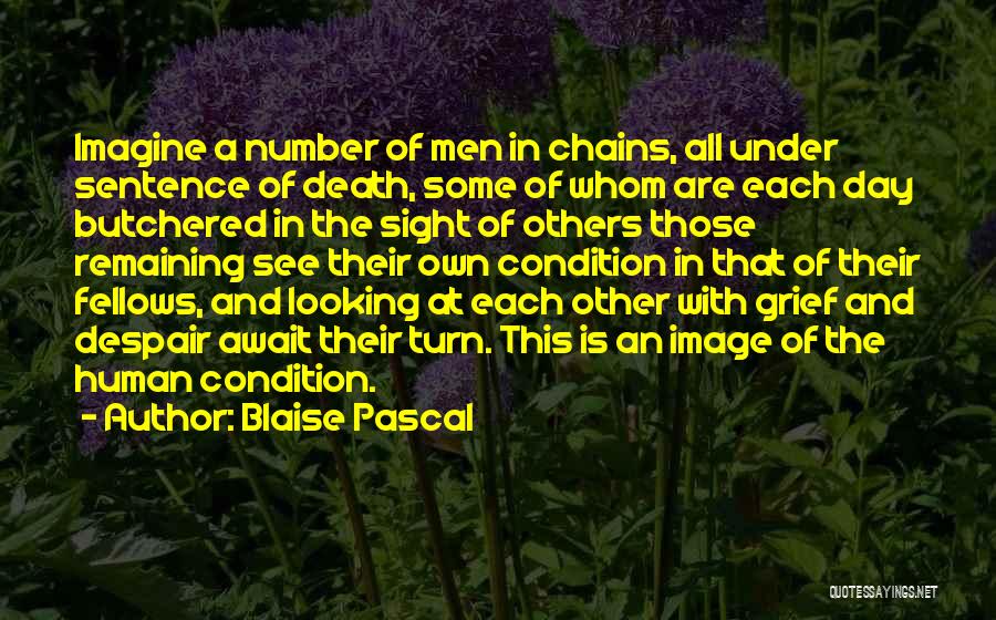 Blaise Pascal Quotes: Imagine A Number Of Men In Chains, All Under Sentence Of Death, Some Of Whom Are Each Day Butchered In