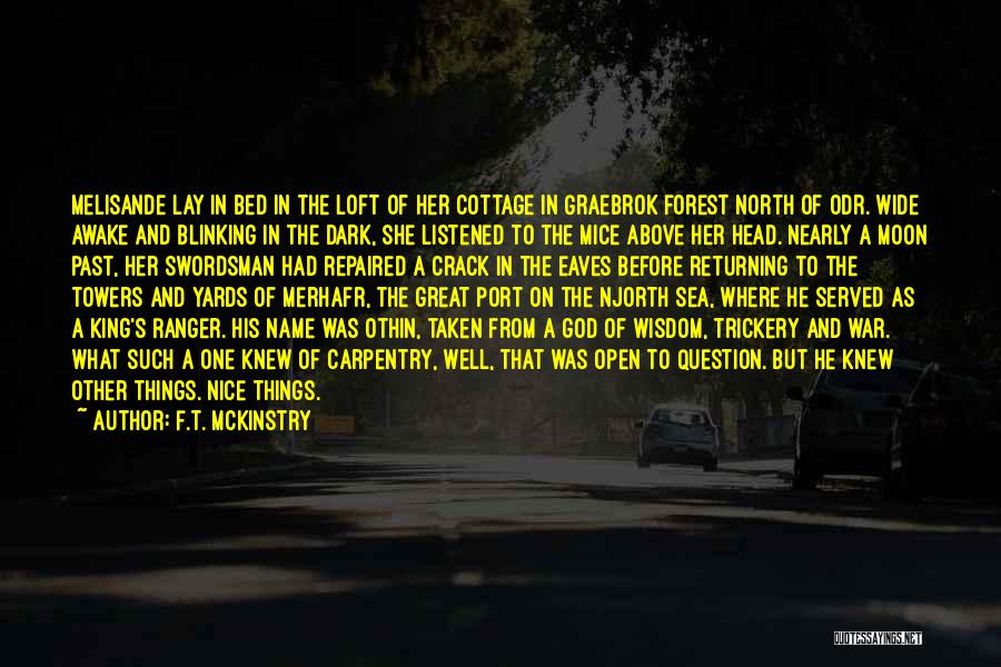 F.T. McKinstry Quotes: Melisande Lay In Bed In The Loft Of Her Cottage In Graebrok Forest North Of Odr. Wide Awake And Blinking