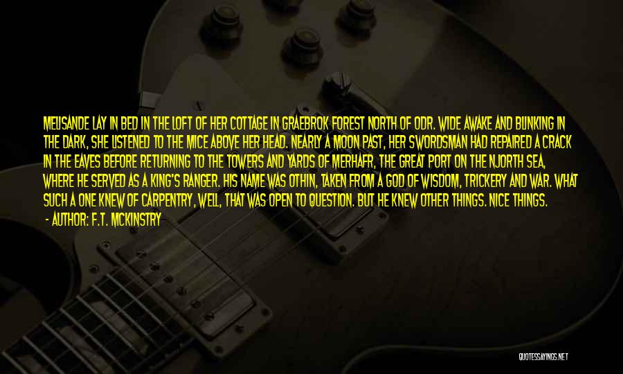 F.T. McKinstry Quotes: Melisande Lay In Bed In The Loft Of Her Cottage In Graebrok Forest North Of Odr. Wide Awake And Blinking