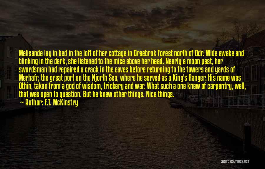 F.T. McKinstry Quotes: Melisande Lay In Bed In The Loft Of Her Cottage In Graebrok Forest North Of Odr. Wide Awake And Blinking