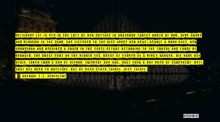 F.T. McKinstry Quotes: Melisande Lay In Bed In The Loft Of Her Cottage In Graebrok Forest North Of Odr. Wide Awake And Blinking