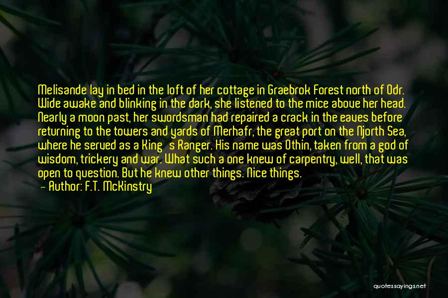F.T. McKinstry Quotes: Melisande Lay In Bed In The Loft Of Her Cottage In Graebrok Forest North Of Odr. Wide Awake And Blinking