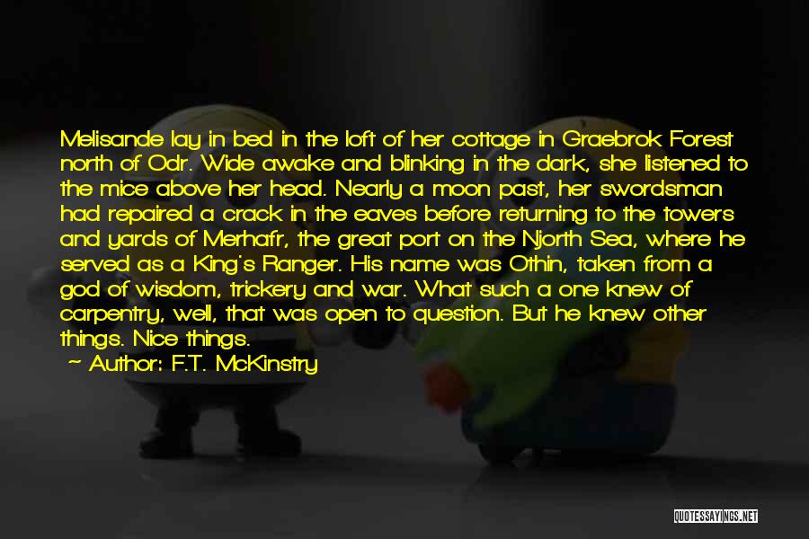 F.T. McKinstry Quotes: Melisande Lay In Bed In The Loft Of Her Cottage In Graebrok Forest North Of Odr. Wide Awake And Blinking