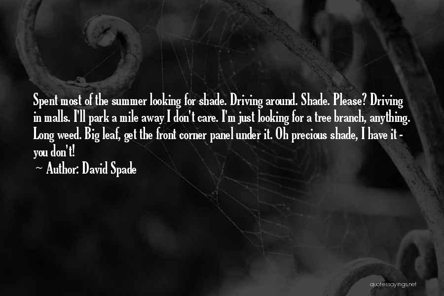 David Spade Quotes: Spent Most Of The Summer Looking For Shade. Driving Around. Shade. Please? Driving In Malls. I'll Park A Mile Away