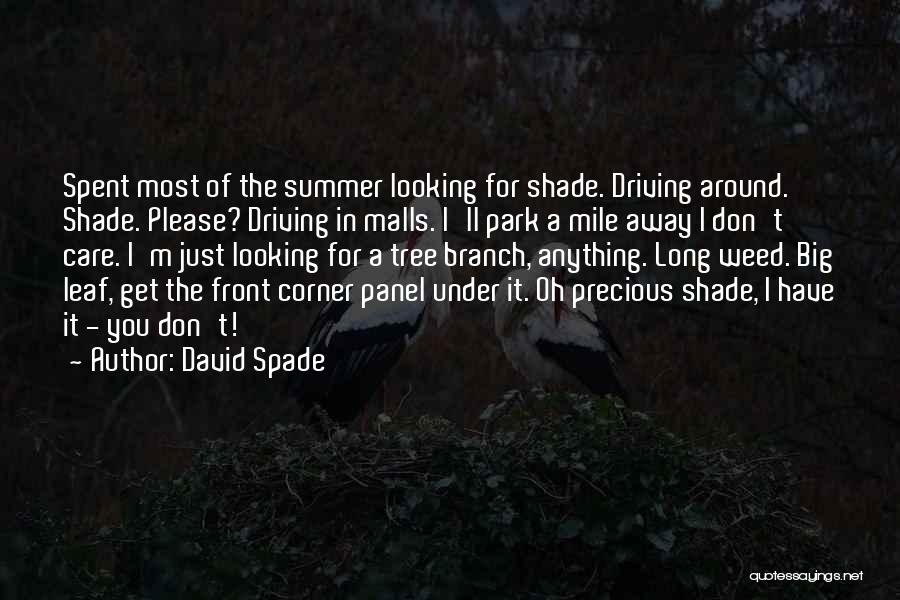 David Spade Quotes: Spent Most Of The Summer Looking For Shade. Driving Around. Shade. Please? Driving In Malls. I'll Park A Mile Away