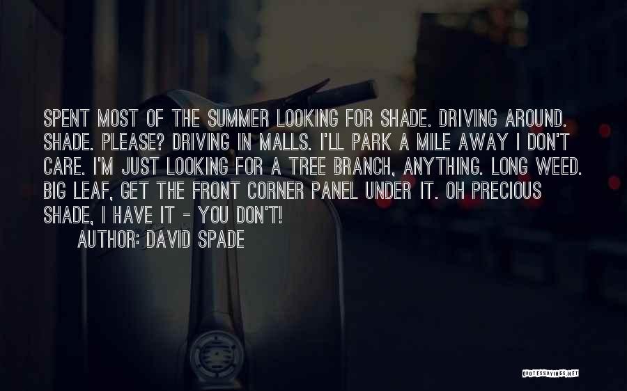 David Spade Quotes: Spent Most Of The Summer Looking For Shade. Driving Around. Shade. Please? Driving In Malls. I'll Park A Mile Away