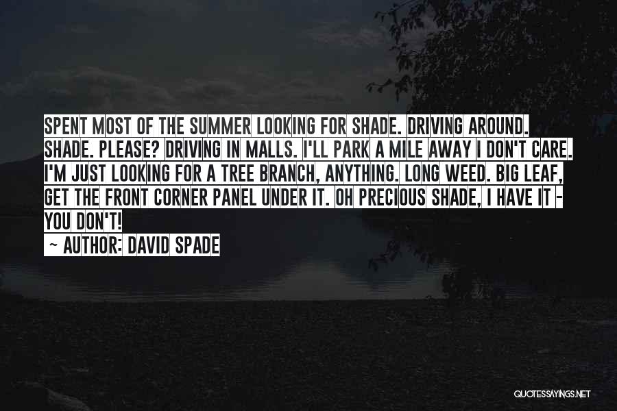 David Spade Quotes: Spent Most Of The Summer Looking For Shade. Driving Around. Shade. Please? Driving In Malls. I'll Park A Mile Away