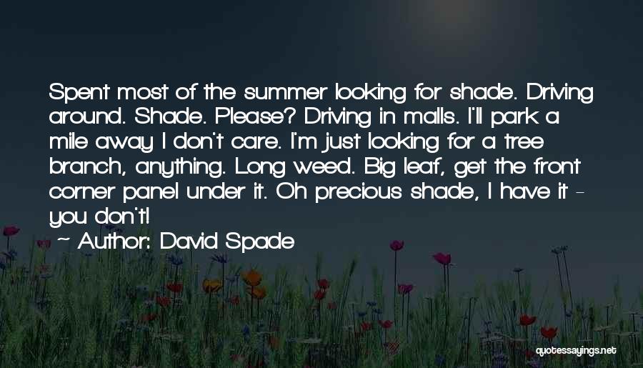 David Spade Quotes: Spent Most Of The Summer Looking For Shade. Driving Around. Shade. Please? Driving In Malls. I'll Park A Mile Away