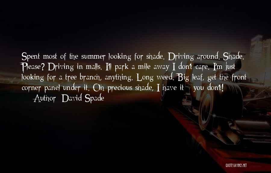 David Spade Quotes: Spent Most Of The Summer Looking For Shade. Driving Around. Shade. Please? Driving In Malls. I'll Park A Mile Away