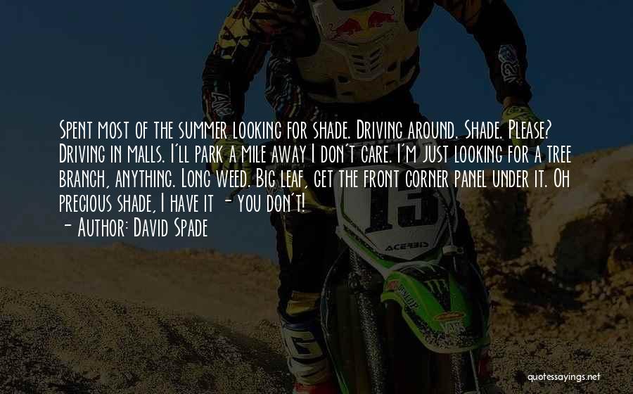 David Spade Quotes: Spent Most Of The Summer Looking For Shade. Driving Around. Shade. Please? Driving In Malls. I'll Park A Mile Away