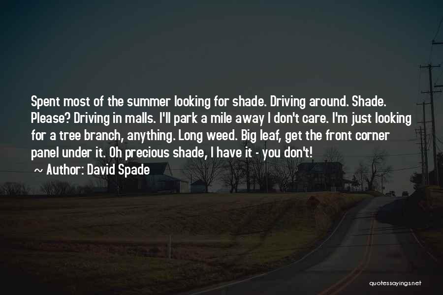 David Spade Quotes: Spent Most Of The Summer Looking For Shade. Driving Around. Shade. Please? Driving In Malls. I'll Park A Mile Away