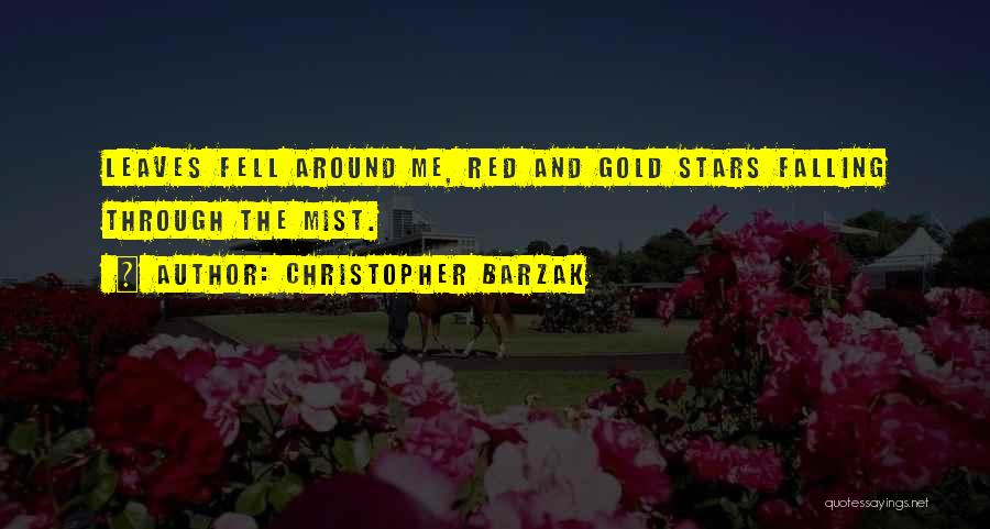 Christopher Barzak Quotes: Leaves Fell Around Me, Red And Gold Stars Falling Through The Mist.