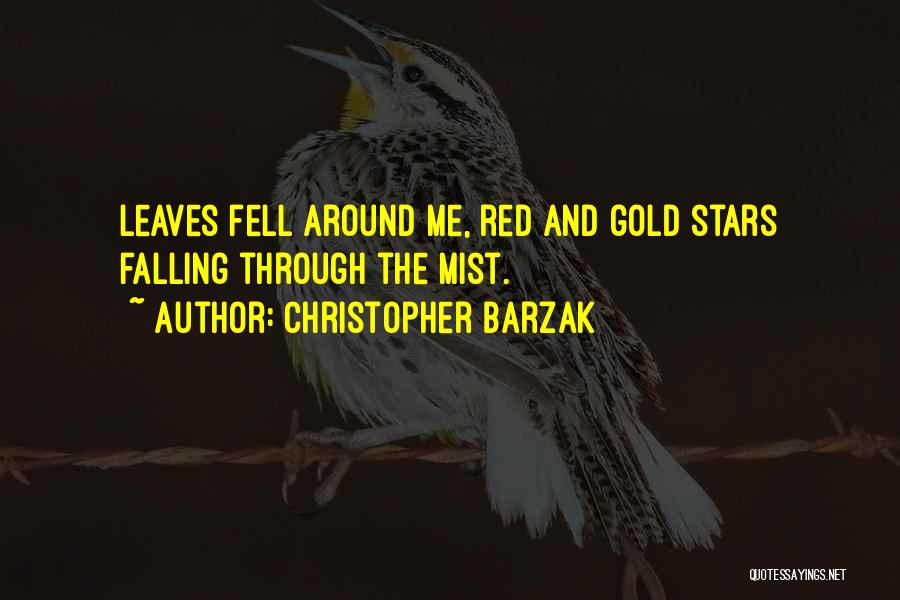 Christopher Barzak Quotes: Leaves Fell Around Me, Red And Gold Stars Falling Through The Mist.