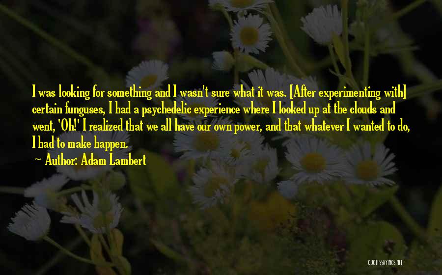 Adam Lambert Quotes: I Was Looking For Something And I Wasn't Sure What It Was. [after Experimenting With] Certain Funguses, I Had A