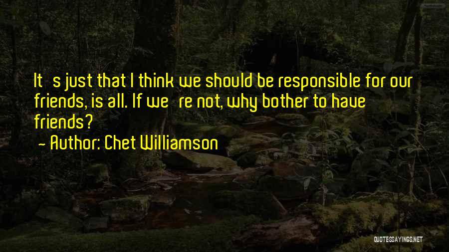 Chet Williamson Quotes: It's Just That I Think We Should Be Responsible For Our Friends, Is All. If We're Not, Why Bother To