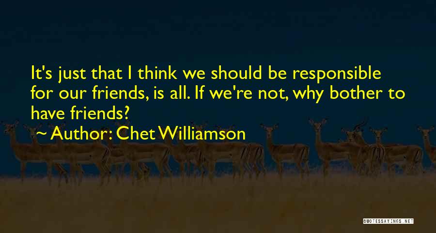 Chet Williamson Quotes: It's Just That I Think We Should Be Responsible For Our Friends, Is All. If We're Not, Why Bother To