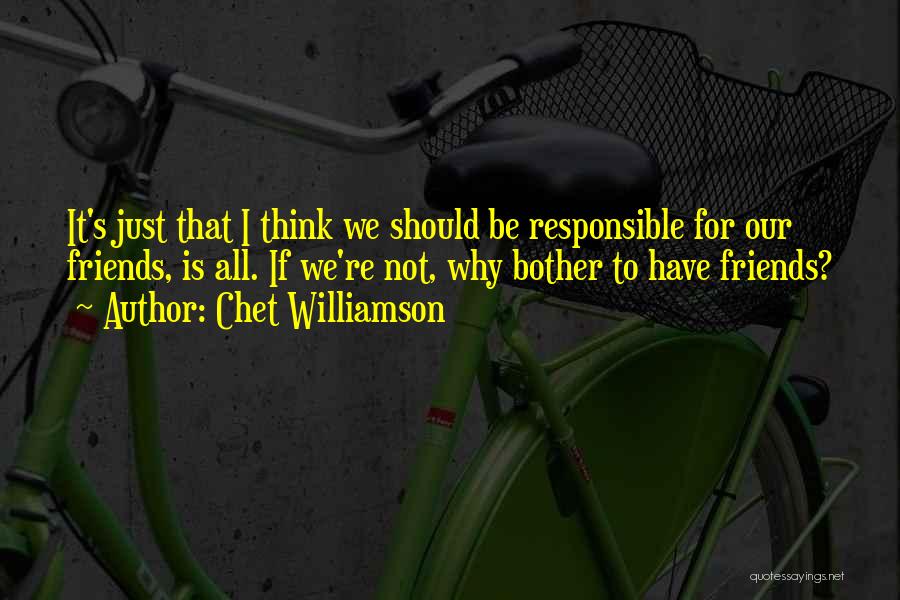 Chet Williamson Quotes: It's Just That I Think We Should Be Responsible For Our Friends, Is All. If We're Not, Why Bother To