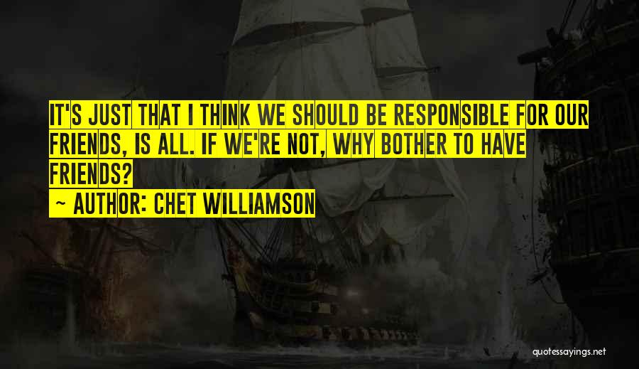 Chet Williamson Quotes: It's Just That I Think We Should Be Responsible For Our Friends, Is All. If We're Not, Why Bother To