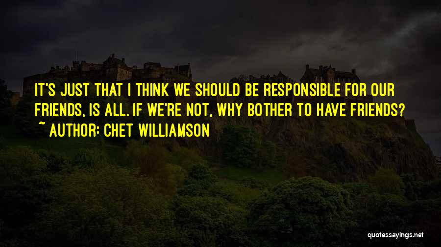 Chet Williamson Quotes: It's Just That I Think We Should Be Responsible For Our Friends, Is All. If We're Not, Why Bother To