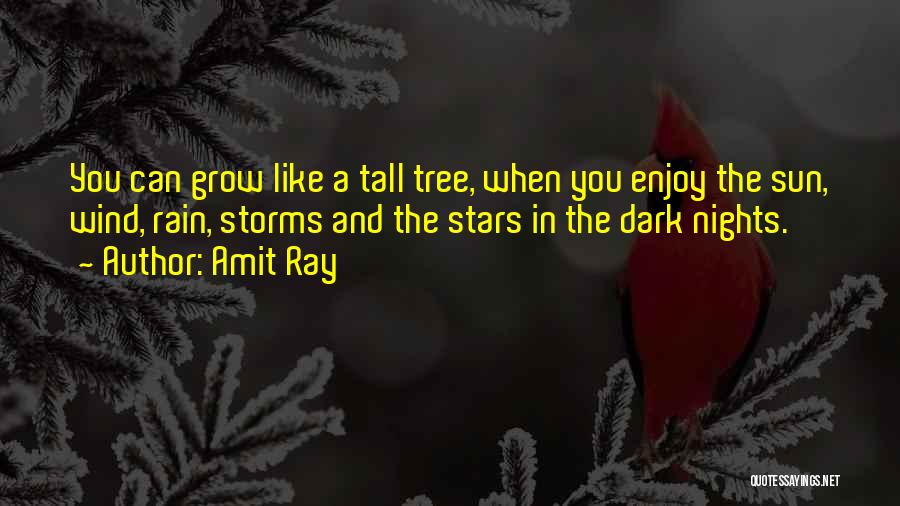 Amit Ray Quotes: You Can Grow Like A Tall Tree, When You Enjoy The Sun, Wind, Rain, Storms And The Stars In The